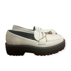 Cool Planet by Steve Madden Hazel Womens Faux Leather White Platform Loafers NWT
